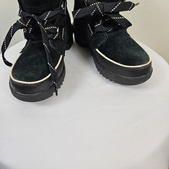 Sorel Tivoli 1vWP Winter Boots Size 7 Black White Fleece Lining - Picture 3 of 11